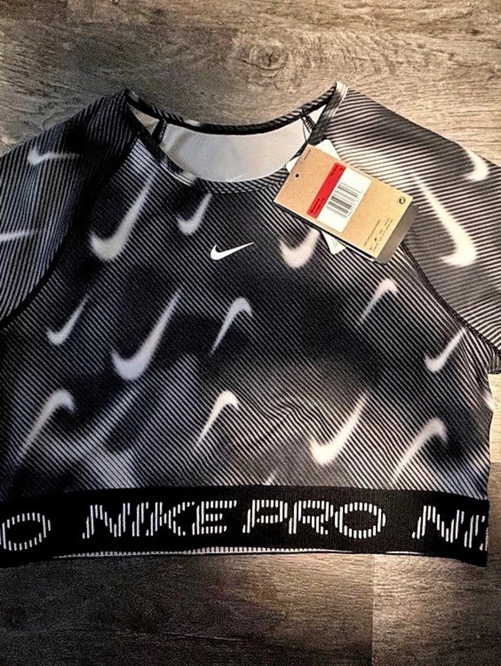 Nike Dri-FIT Training Crop Top Black & White Medium